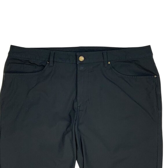 Lululemon Mens ABC Slim Pant Warpstreme 38 Black Logo Pockets Zip Fly Flat Front - Picture 9 of 15